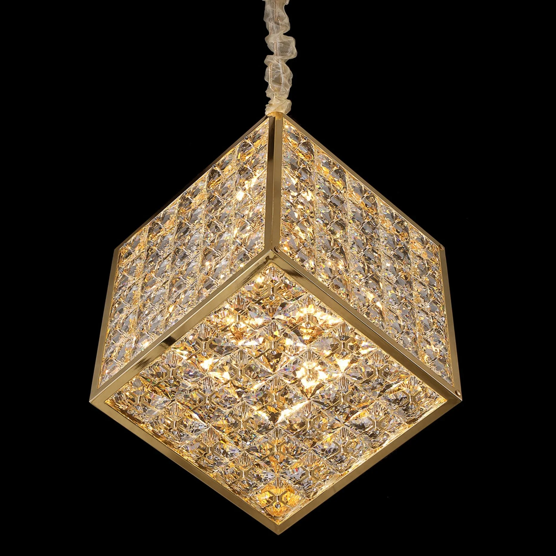 Cubes 16 1/2" Wide Lustrous Gold Faceted Crystals Chandelier - Image 1