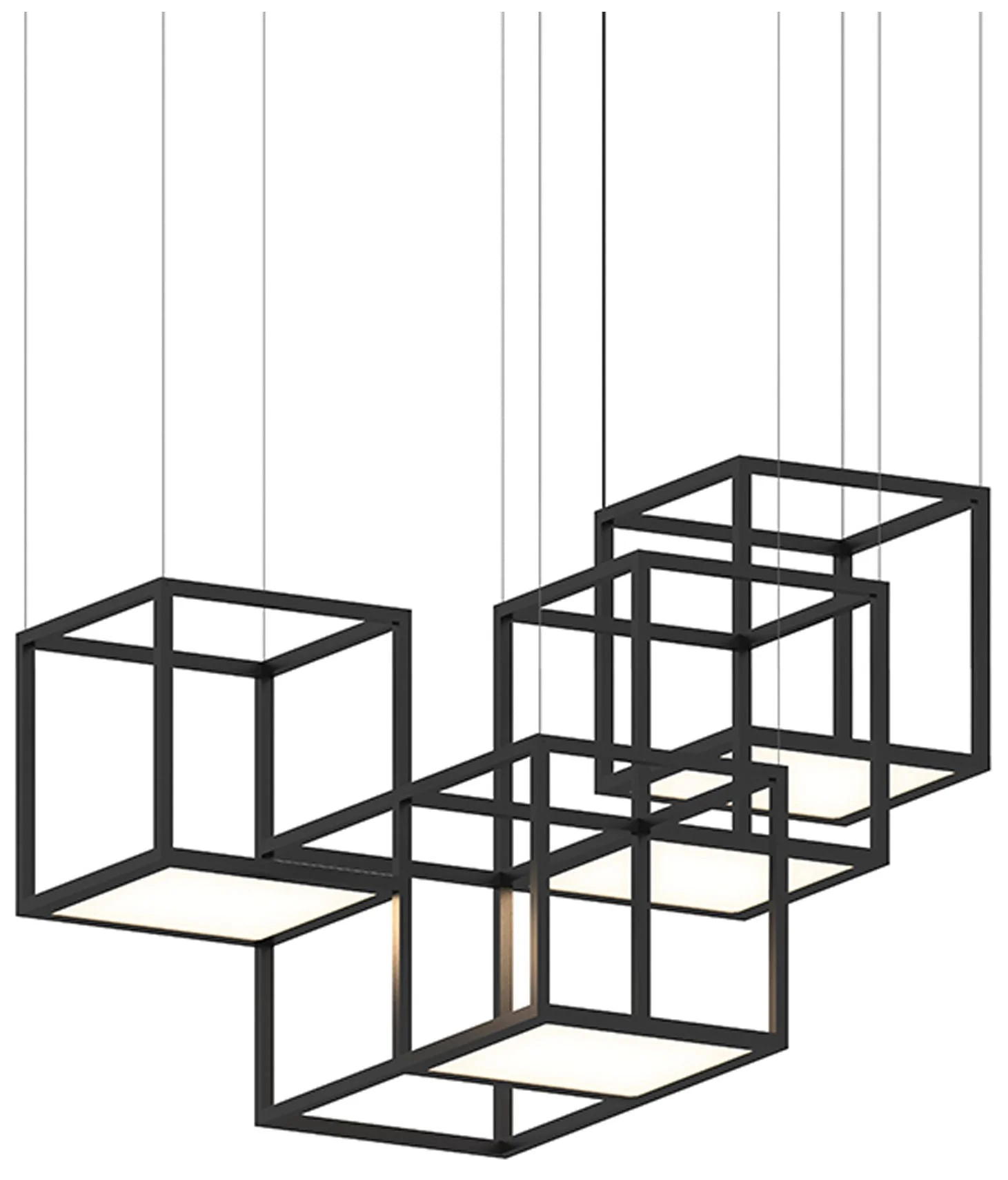 Cubix 48.5" Wide 4.Light Satin Black LED Pendant - Image 1