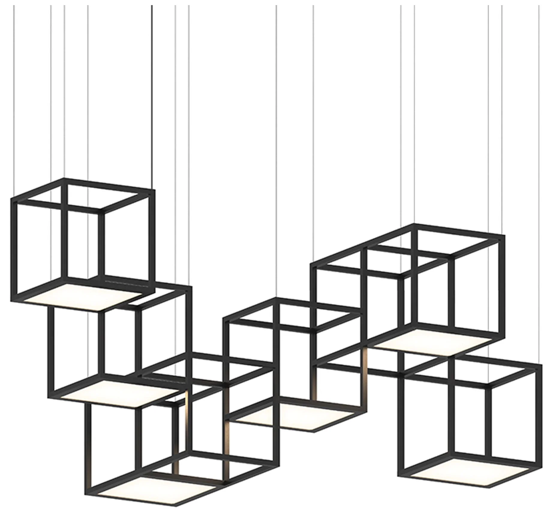 Cubix 72.5" Wide 6.Light Satin Black LED Pendant - Image 1