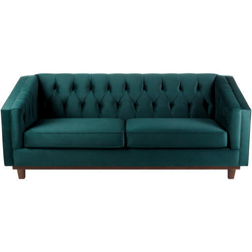 Surya Cheviot Modern Velvet Tufted Sofa With Wood Base - Image 2