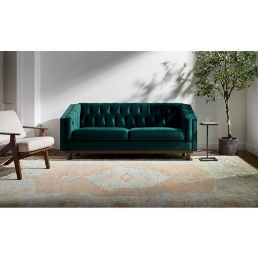Surya Cheviot Modern Velvet Tufted Sofa With Wood Base - Image 3