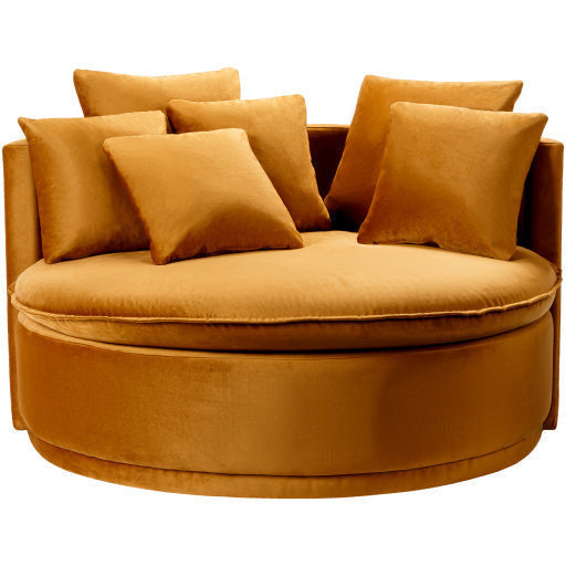 Surya Drancy Modern Cognac Brown Velvet Lounger Chair - Image 1