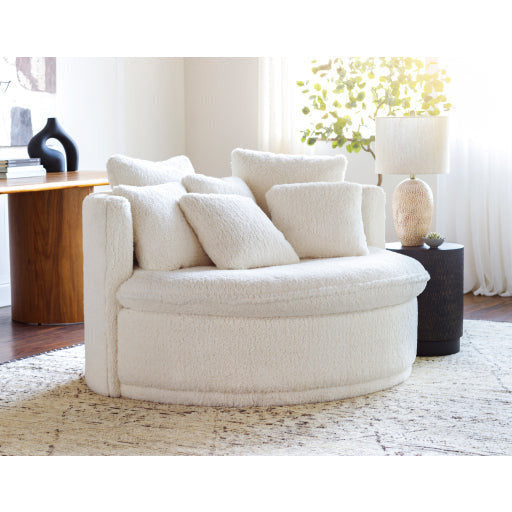Surya Drancy Modern Ivory Sherpa Lounger Chair - Image 1