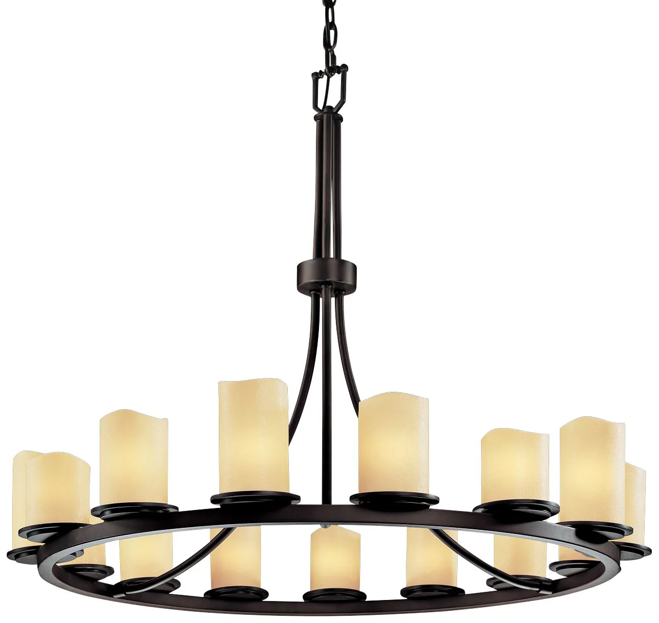 Dakota 42" Wide Bronze 15-Light Wagon Wheel Ring Chandelier - Image 2