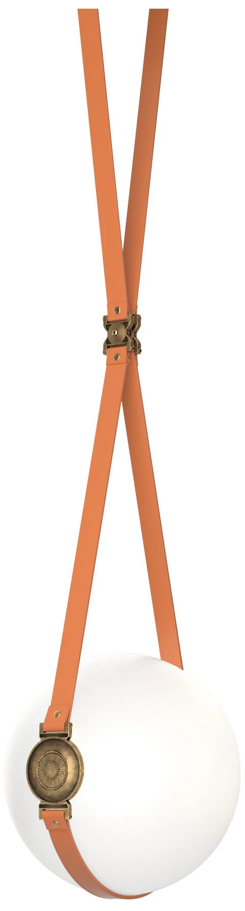 Derby 10.9"W Brass Accented LED Pendant w/ Chestnut Straps and Opal Sh - Image 1