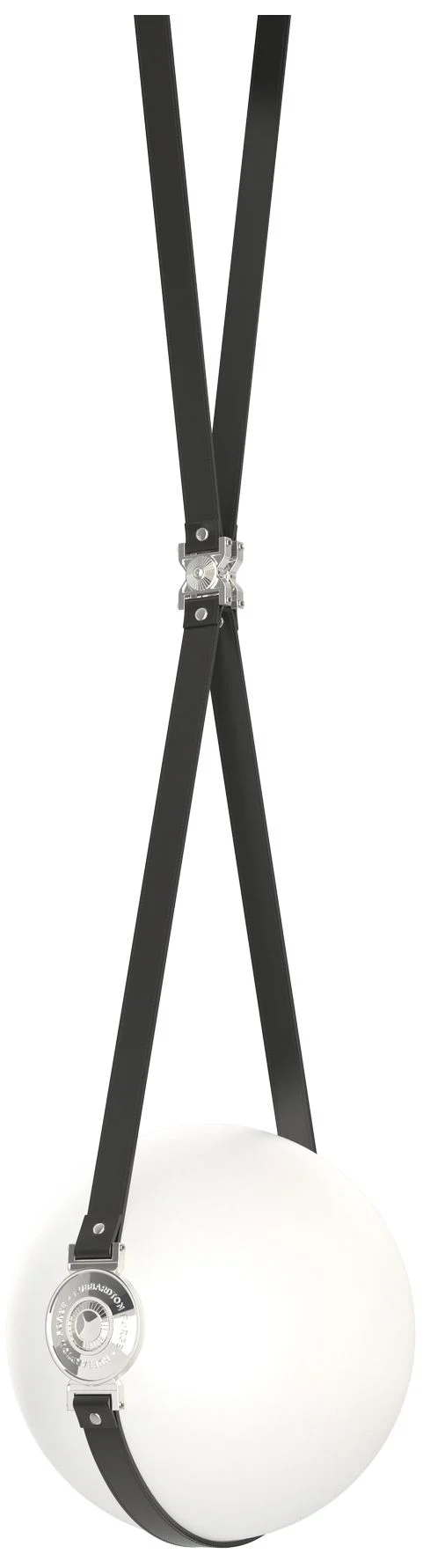 Derby 10.9"W Polished Nickel Branded Plate LED Pendant w/ Black Straps - Image 1