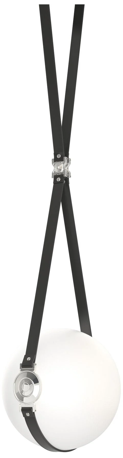 Derby 10.9"W Polished Nickel LED Pendant w/ Black Straps and Opal Shad - Image 1