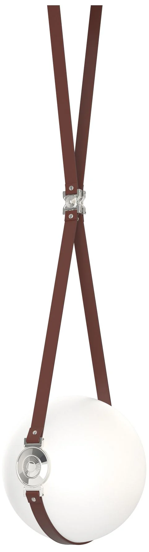 Derby 10.9"W Polished Nickel LED Pendant w/ Brown Straps and Opal Shad - Image 1