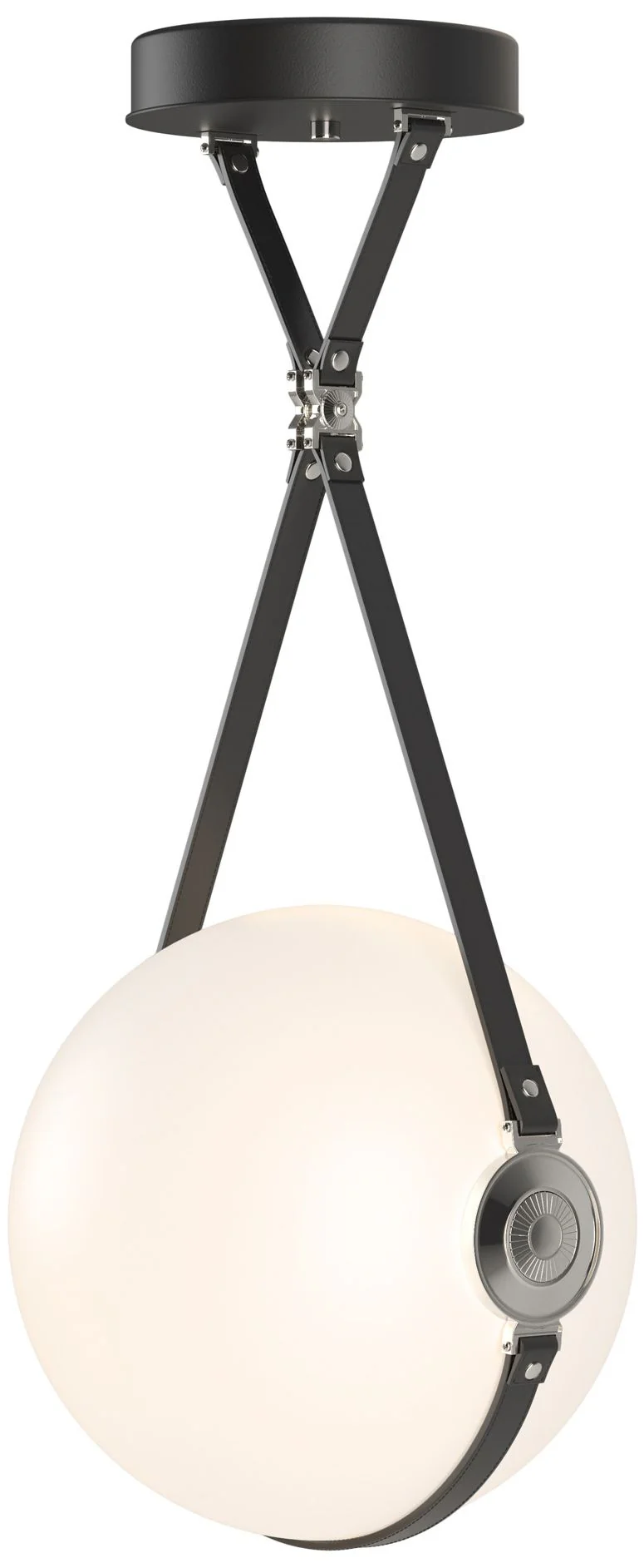 Derby 14.9" Polished Nickel Long LED Pendant with Black Straps - Image 1