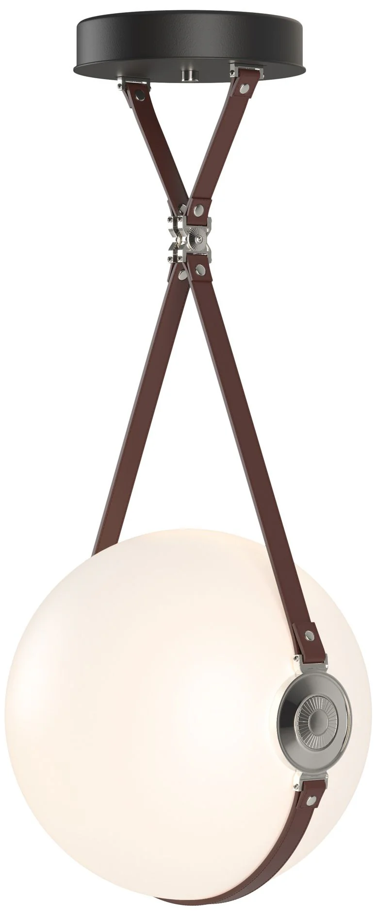 Derby 14.9" Polished Nickel Short LED Pendant with Brown Straps - Image 1