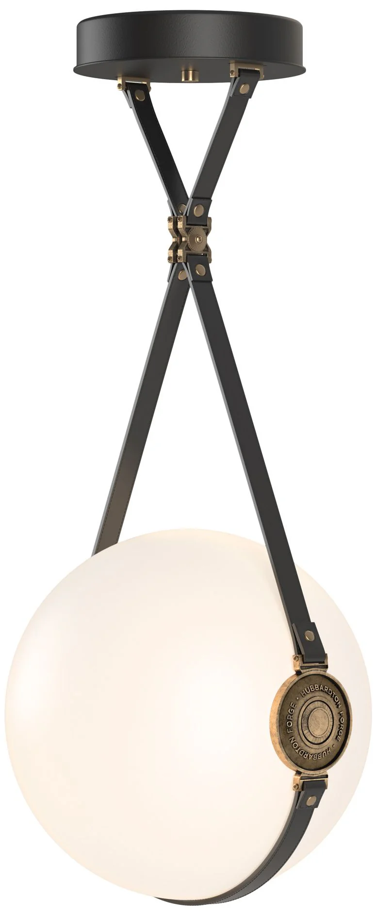 Derby Large LED Pendant - Antique Brass - Black - Branded Plate  - Opal - Image 1