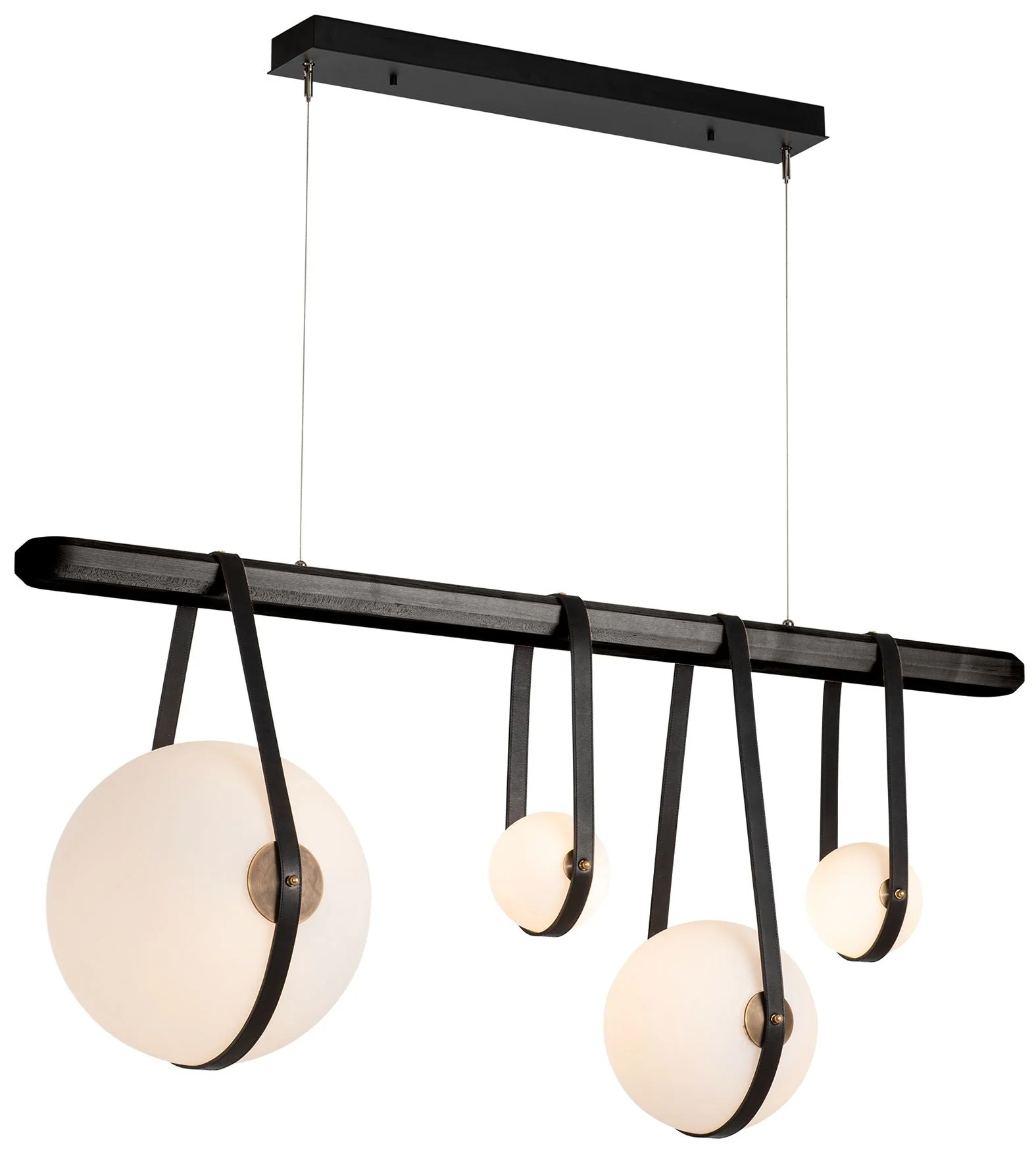 Derby Linear 4-Light LED Pendant - Brass - Black - Black - Opal - Standard - Image 1