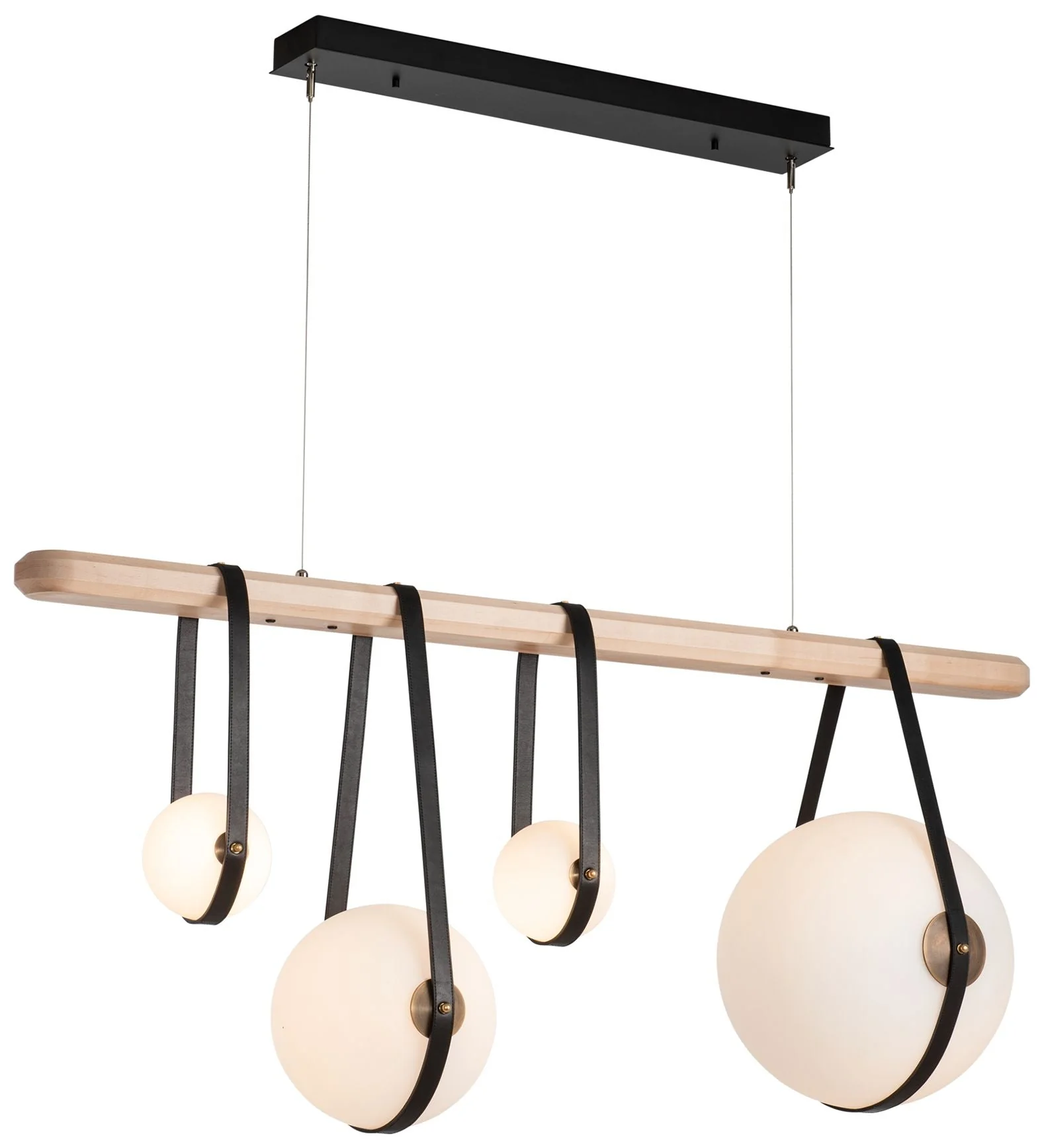 Derby Linear 4-Light LED Pendant - Brass - Black - Maple - Opal - Standard - Image 1