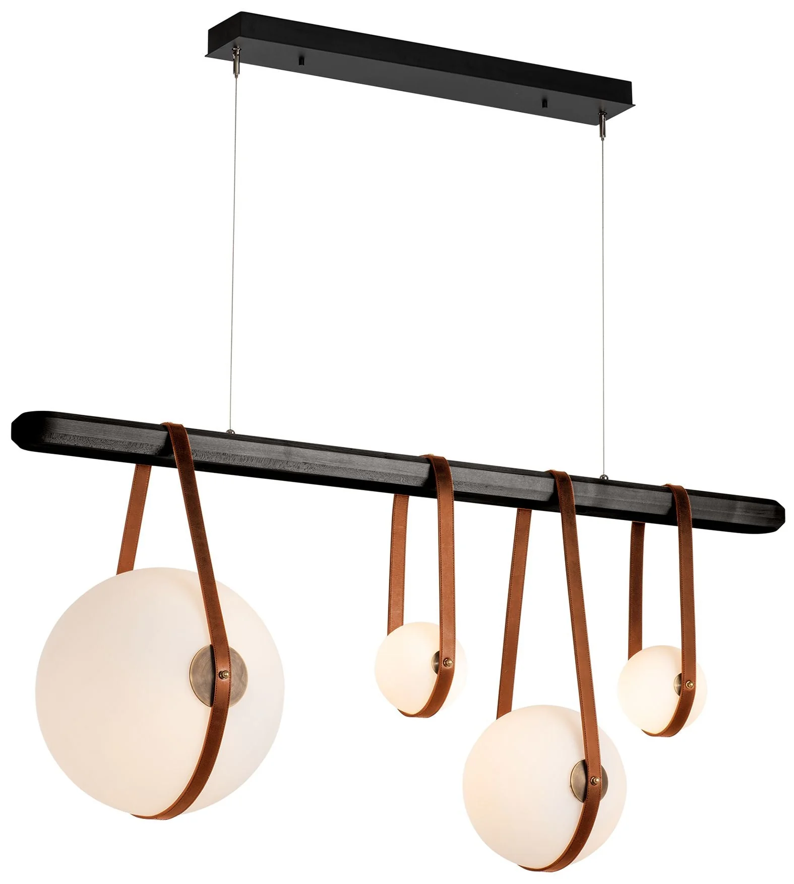 Derby Linear 4-Light LED Pendant - Brass - Brown - Black - Opal - Standard - Image 1