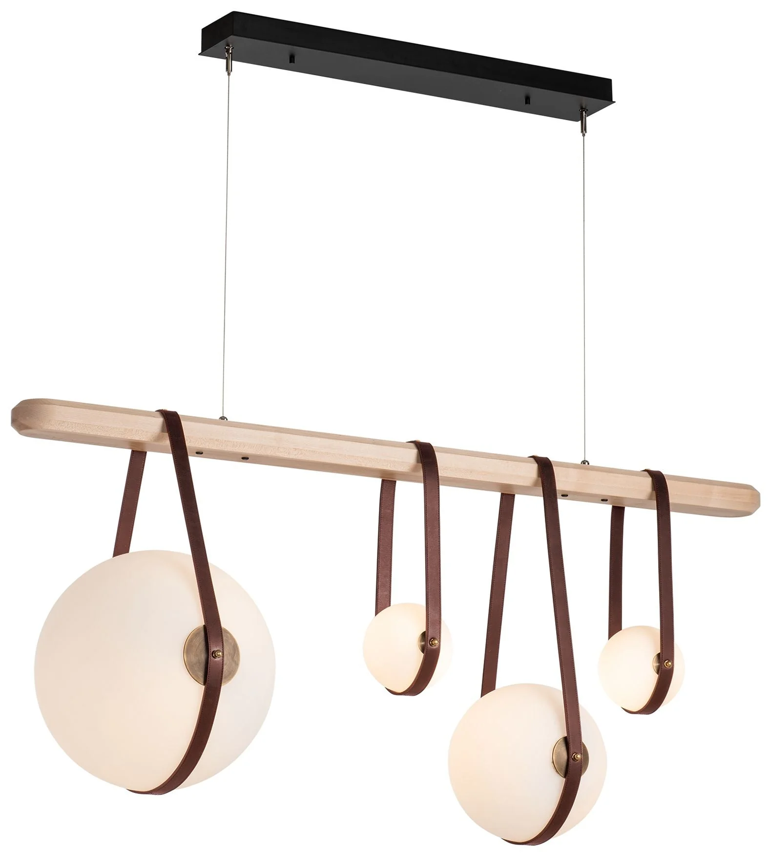 Derby Linear 4-Light LED Pendant - Brass - Brown - Maple - Opal - Standard - Image 1