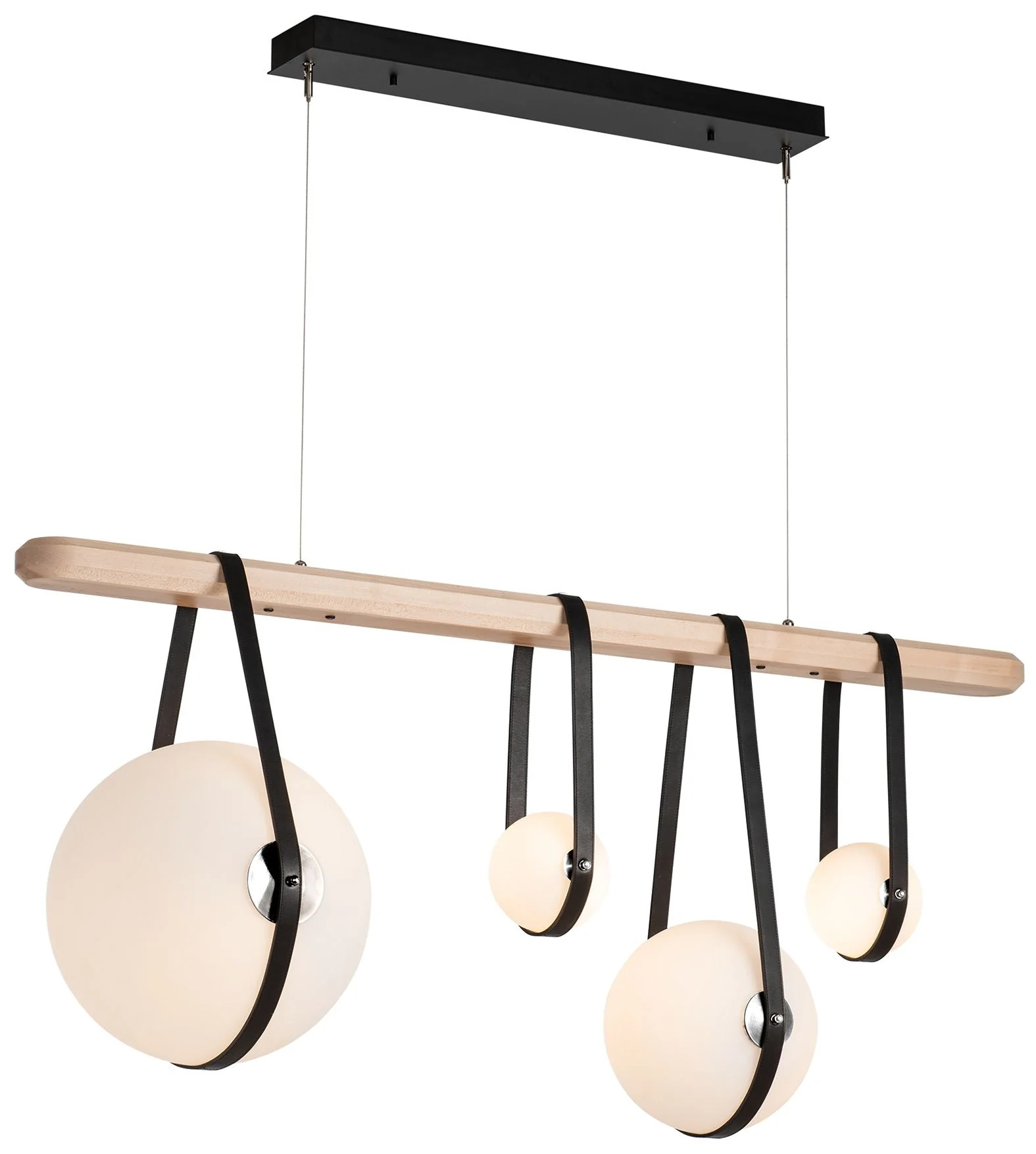 Derby Linear 4-Light LED Pendant - Nickel - Black - Maple - Opal - Standard - Image 1