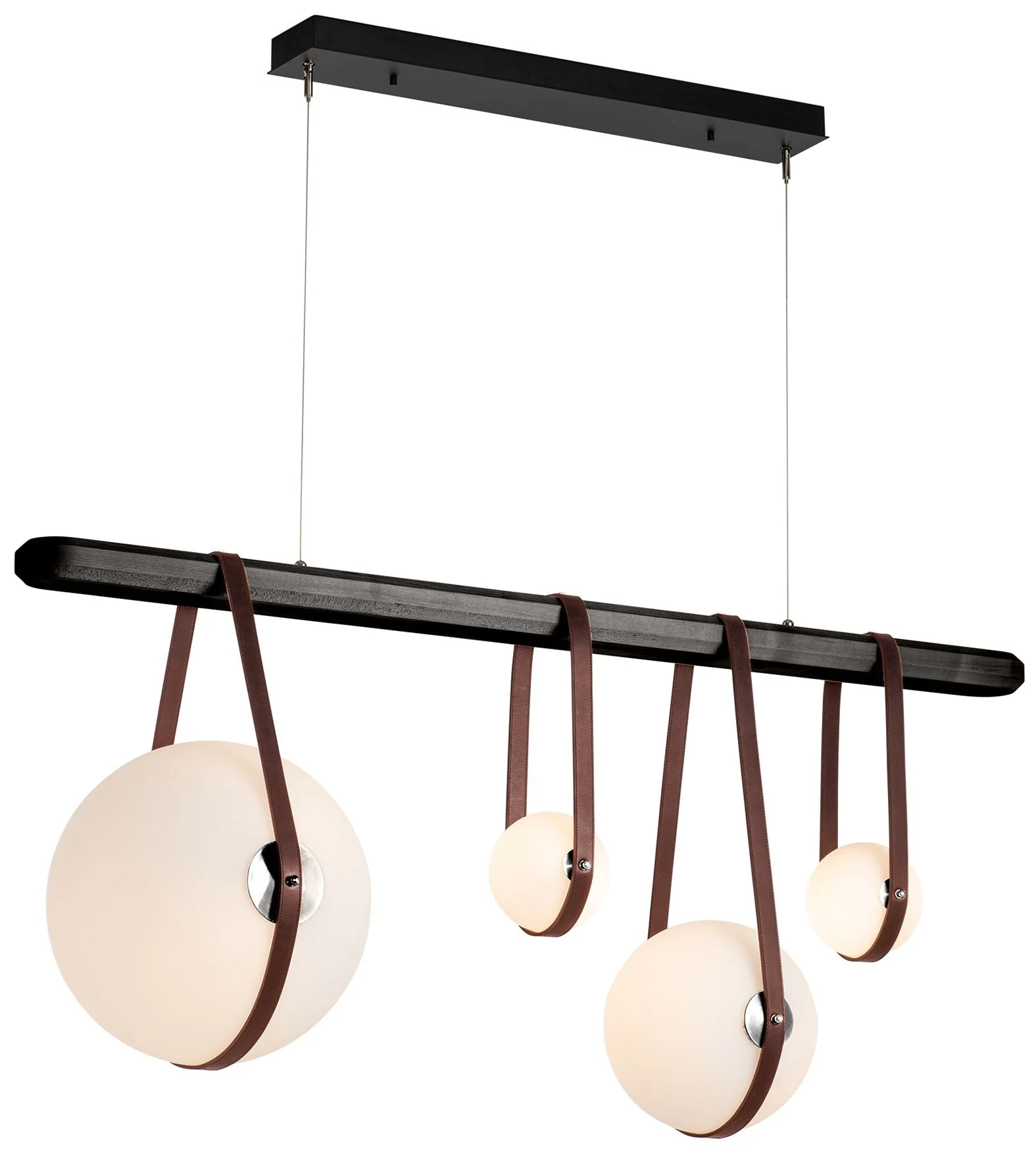 Derby Linear 4-Light LED Pendant - Nickel - Brown - Black - Opal - Standard - Image 1
