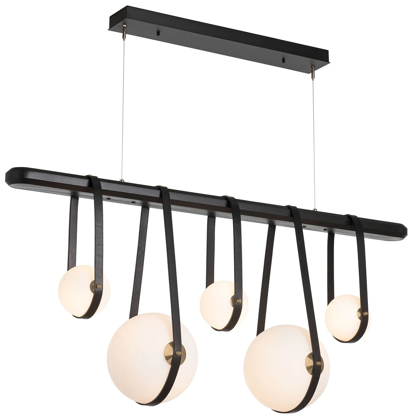 Derby Linear 5-Light LED Pendant - Brass - Black - Black - Opal - Standard - Image 1