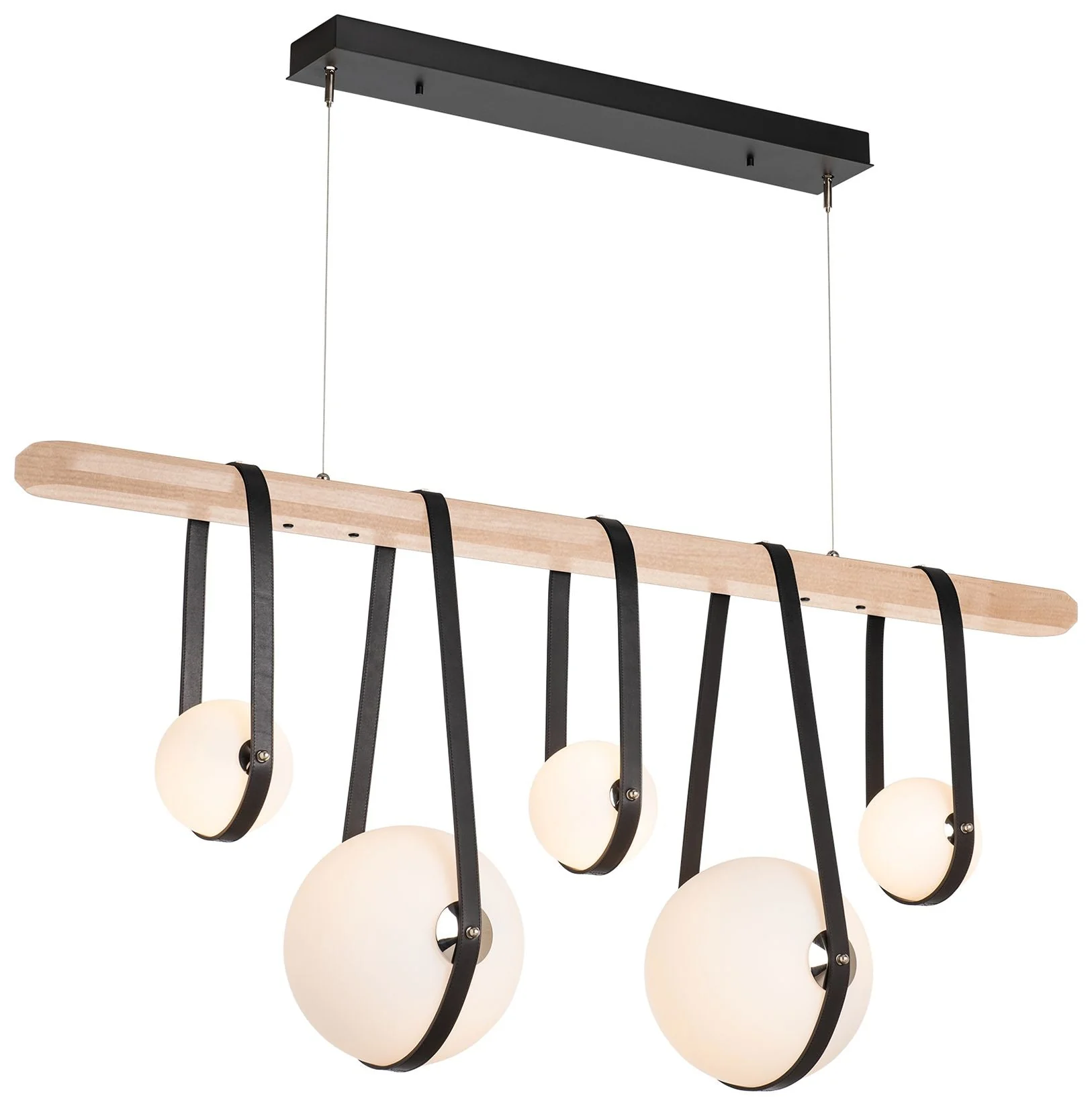 Derby Linear 5-Light LED Pendant - Brass - Black - Maple - Opal - Standard - Image 1