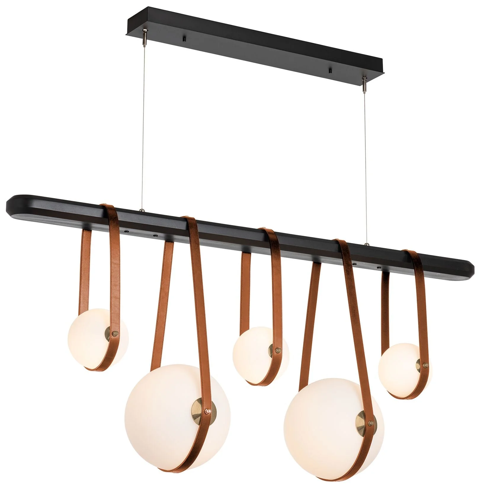 Derby Linear 5-Light LED Pendant - Brass - Brown - Black - Opal - Standard - Image 1
