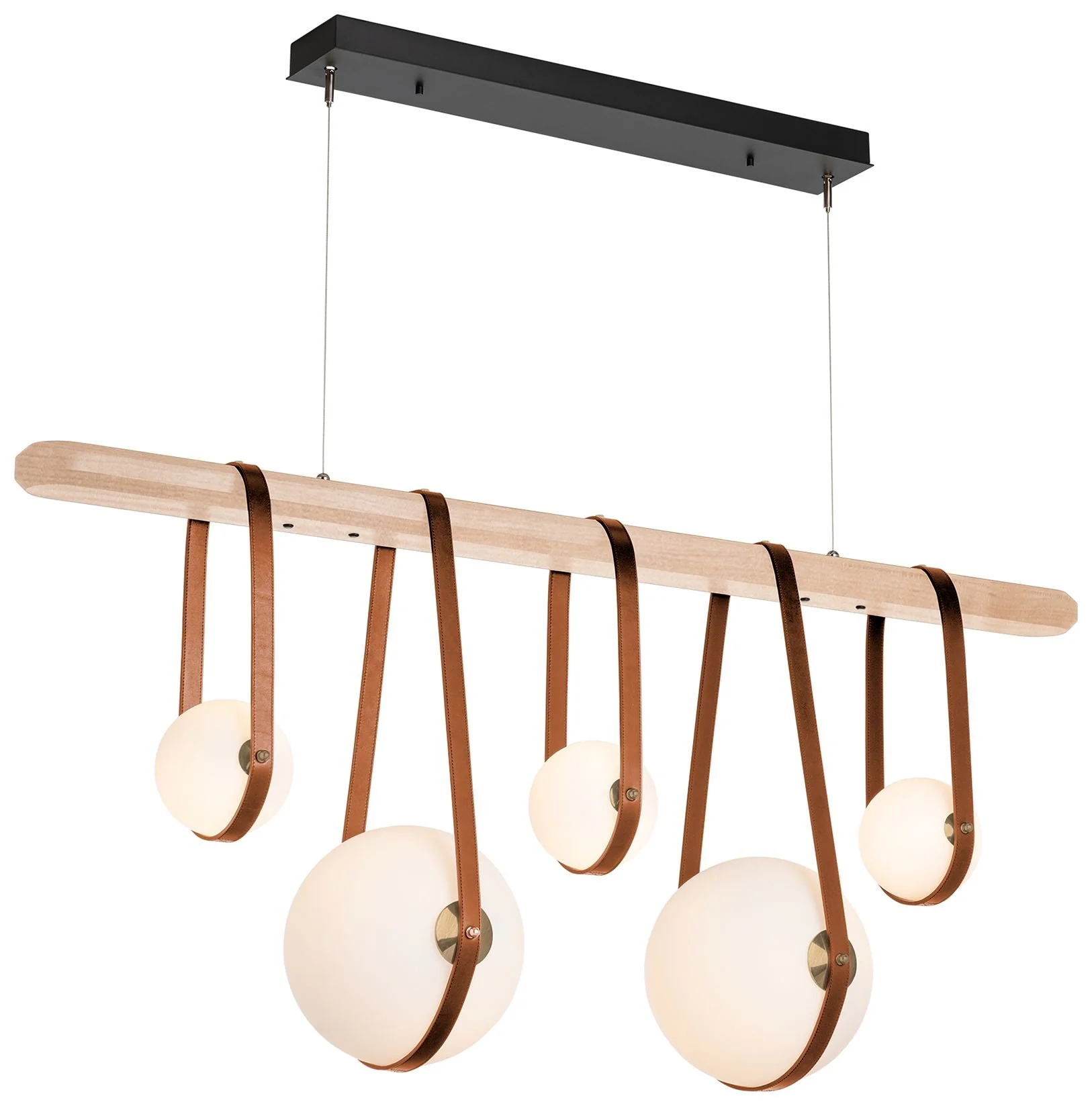 Derby Linear 5-Light LED Pendant - Brass - Brown - Maple - Opal - Standard - Image 1