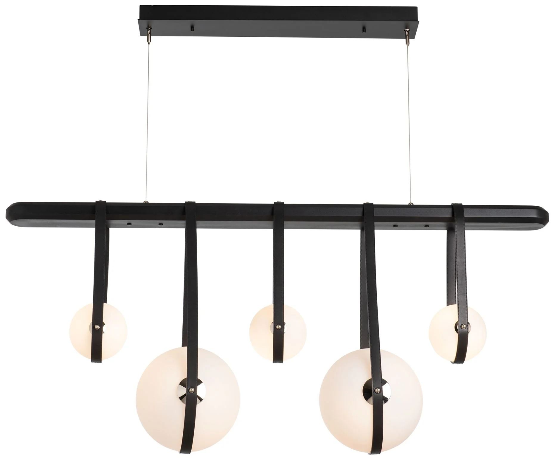 Derby Linear 5-Light LED Pendant - Nickel - Black - Black - Opal - Standard - Image 1