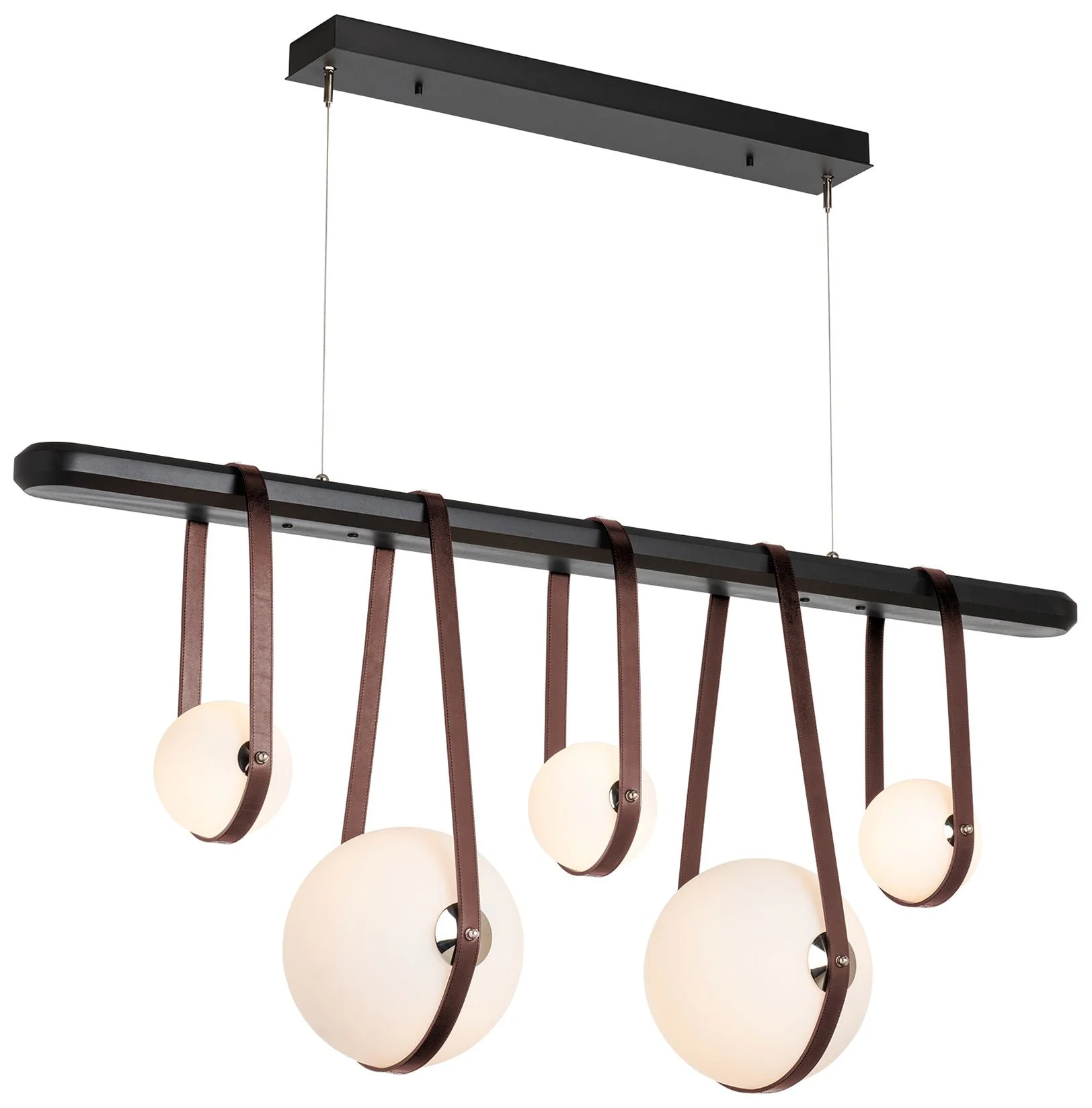 Derby Linear 5-Light LED Pendant - Nickel - Brown - Black - Opal - Standard - Image 1