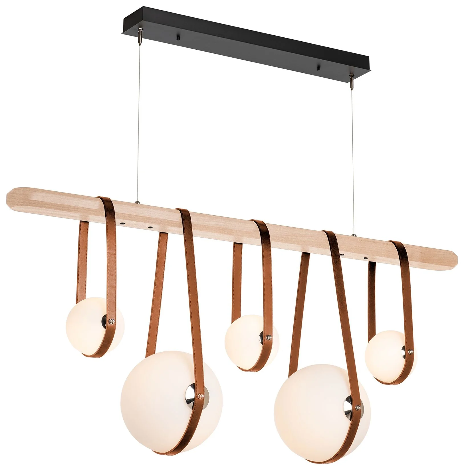 Derby Linear 5-Light LED Pendant - Nickel - Brown - Maple - Opal - Standard - Image 1