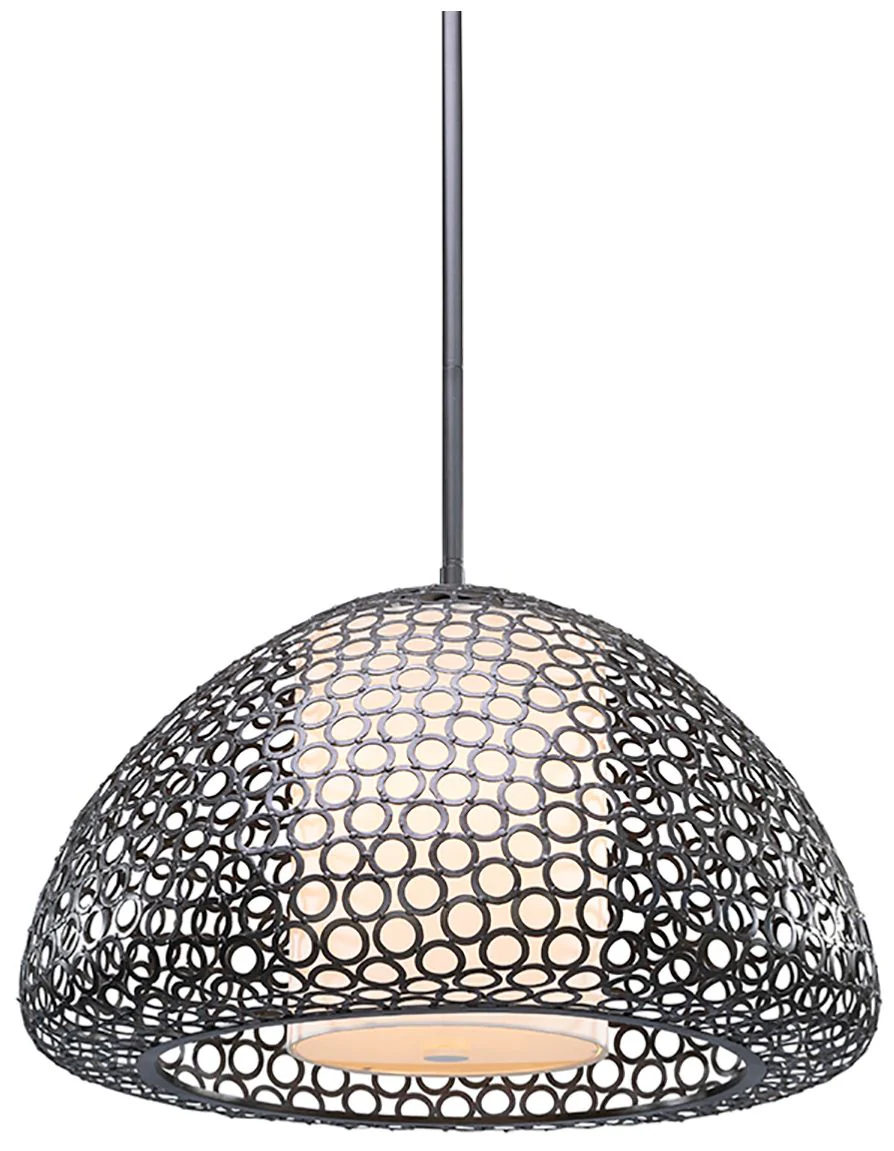 Dilston 24" Wide 3 Light Cream Linen And Bronze Dome Pendant - Image 2