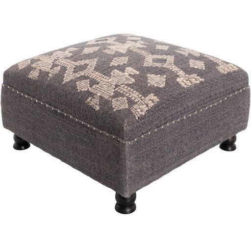 Surya Djenne Modern Boho Ivory & Charcoal Hand Woven Ottoman DJN-001 - Image 2