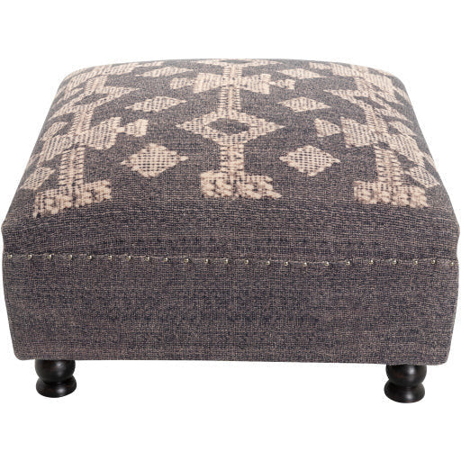 Surya Djenne Modern Boho Ivory & Charcoal Hand Woven Ottoman DJN-001 - Image 3