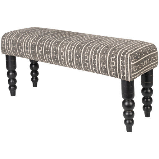 Surya Dakar Rustic Modern Hand Woven Fabric Bench With Black Wood Base DKR-002 - Image 1