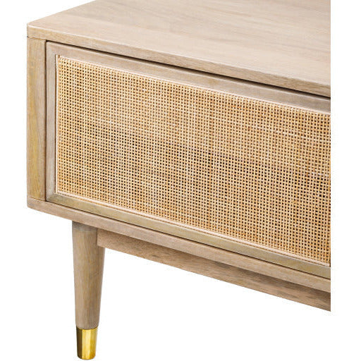 Surya Dalma Modern Wood Top With Rattan & Wood Base Coffee Table DLM-001 - Image 2