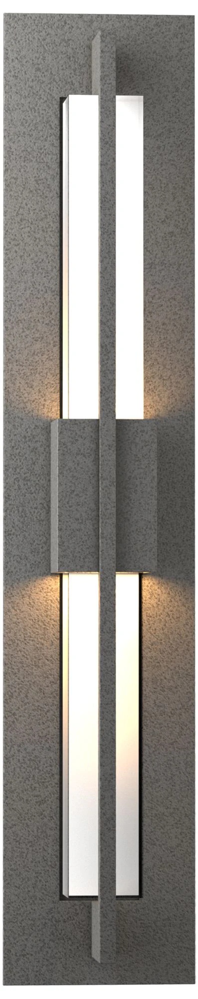 Double Axis Small LED Outdoor Sconce - Iron Finish - Clear Glass - Image 1