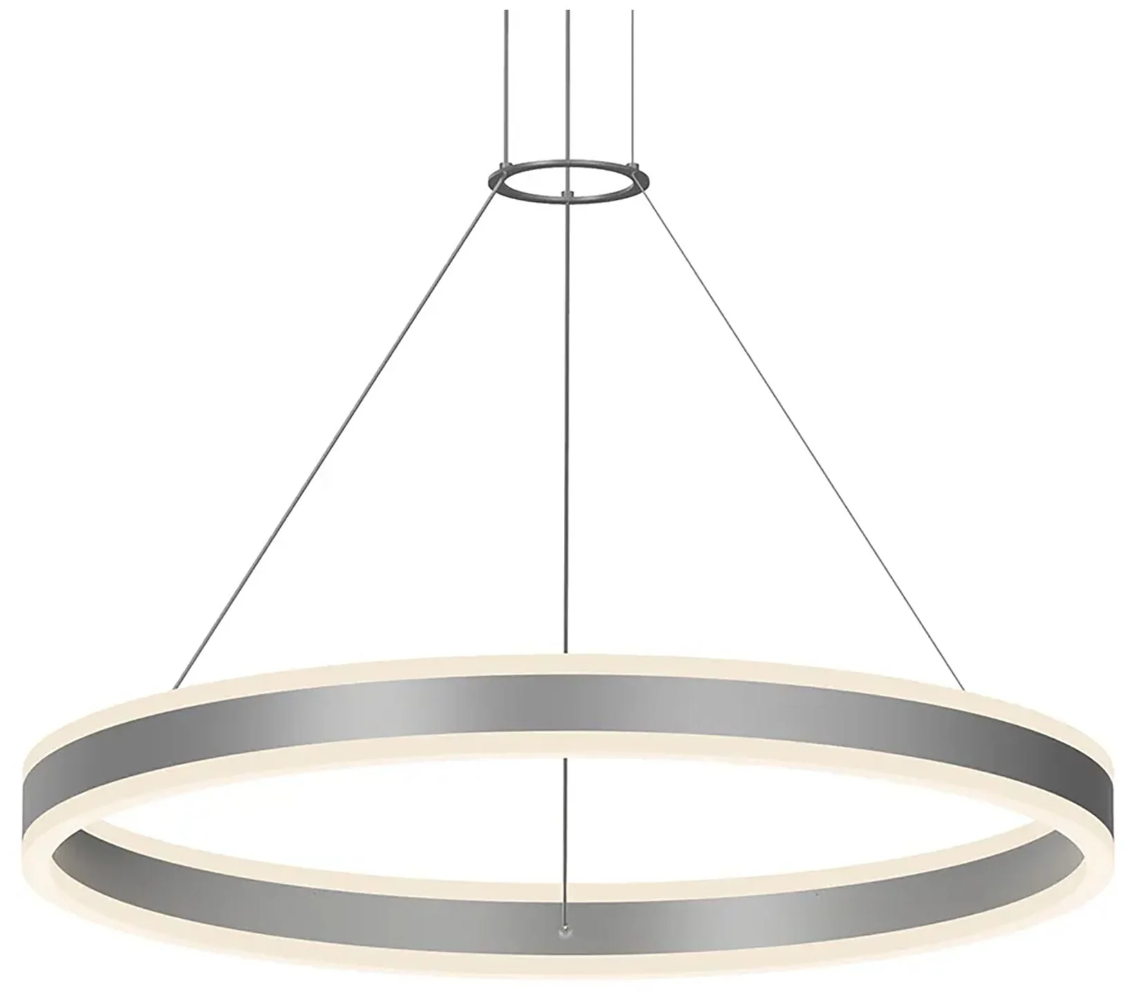 Double Corona 31.25" Wide 2-Light Bright Satin Aluminum LED Pendant - Image 1