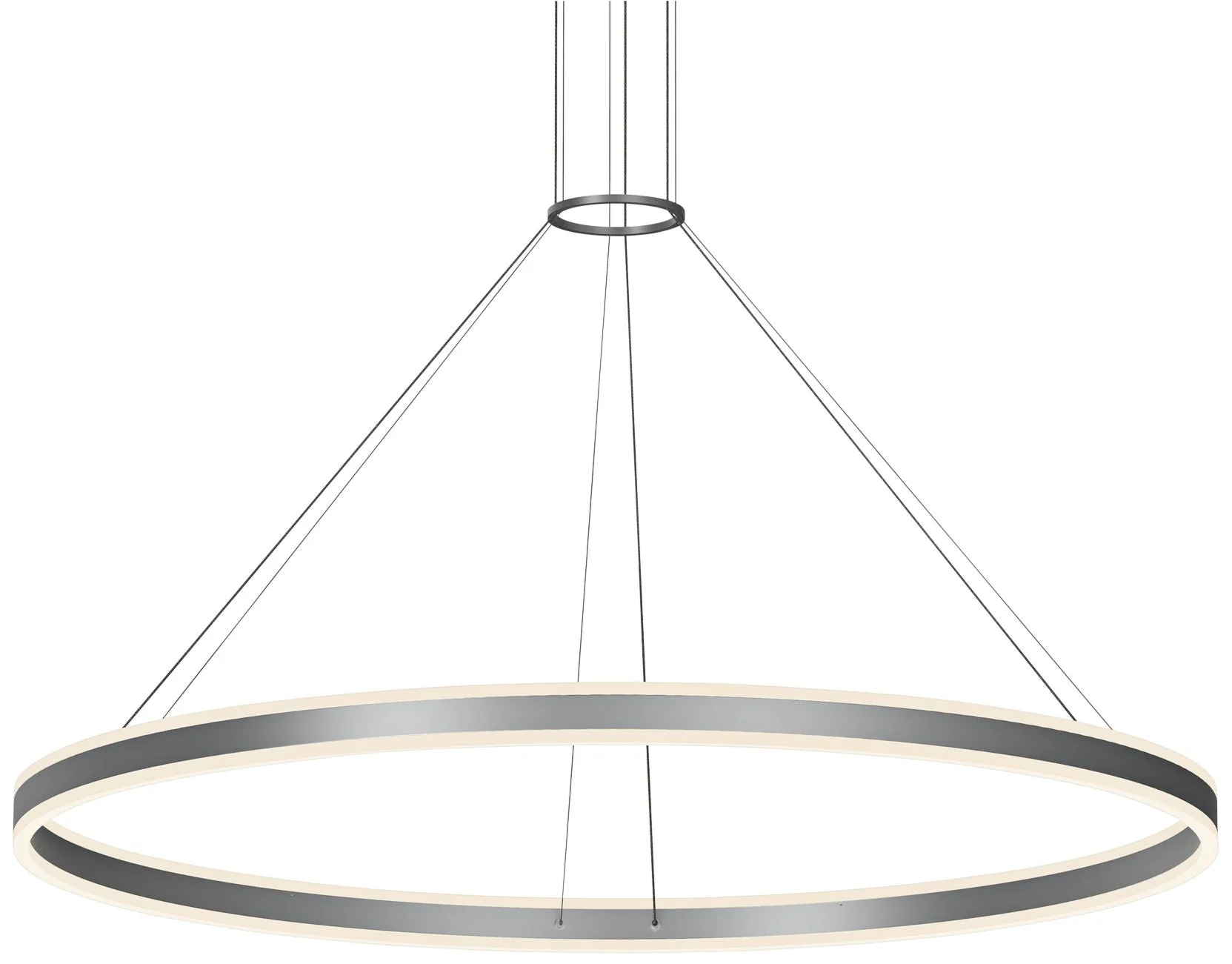 Double Corona 59″ Wide Satin Aluminum 2-Light LED Pendant