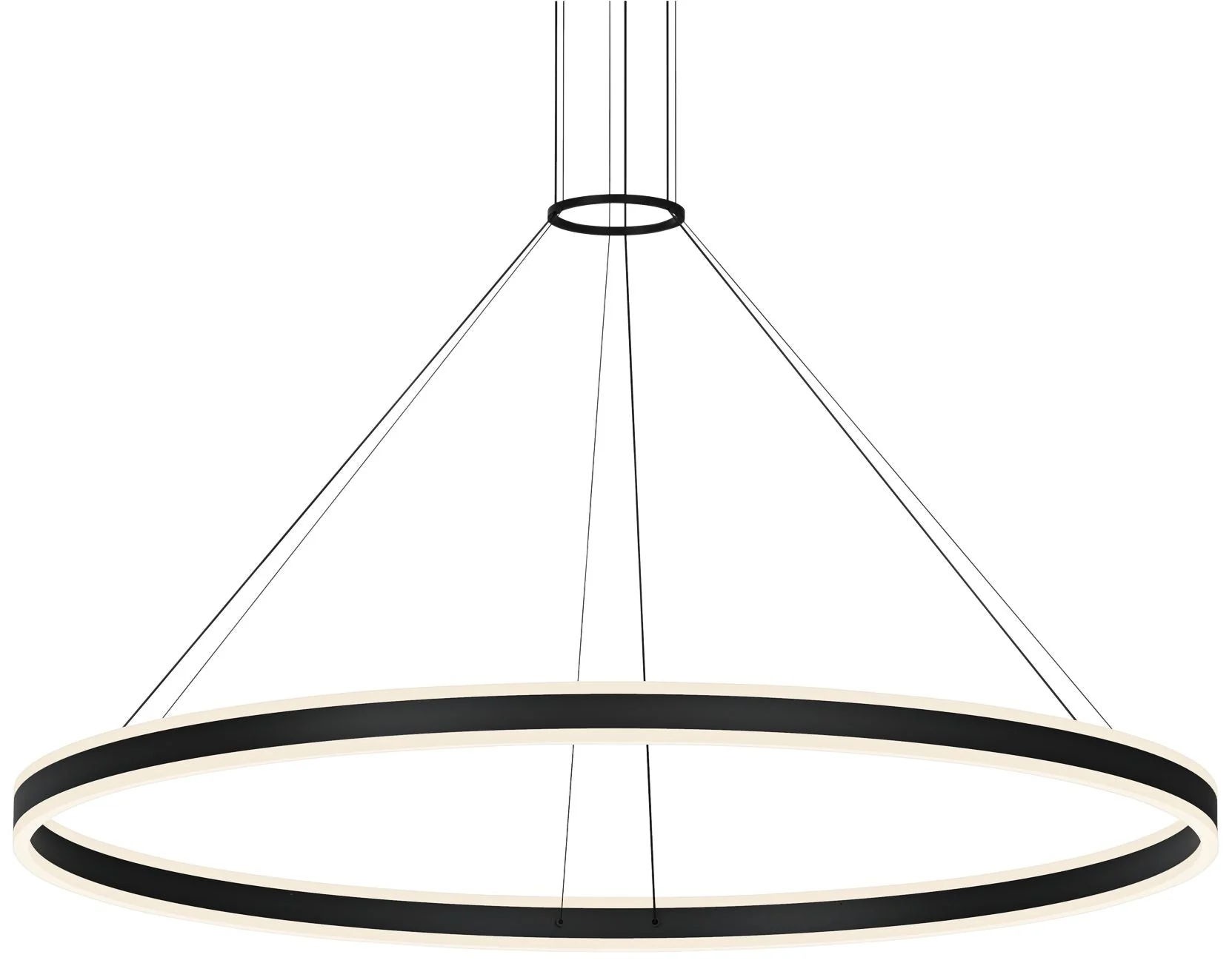 Double Corona 60″ Wide Satin Black 2-Light LED Pendant