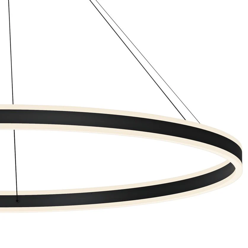 Double Corona 60" Wide Satin Black 2-Light LED Pendant - Image 2