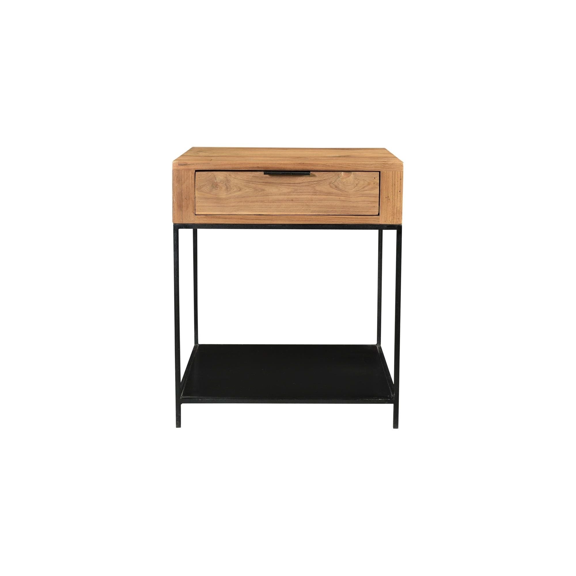 Moe's Home Collection Joliet Natural Solid Teak Wood Side Table - Image 1
