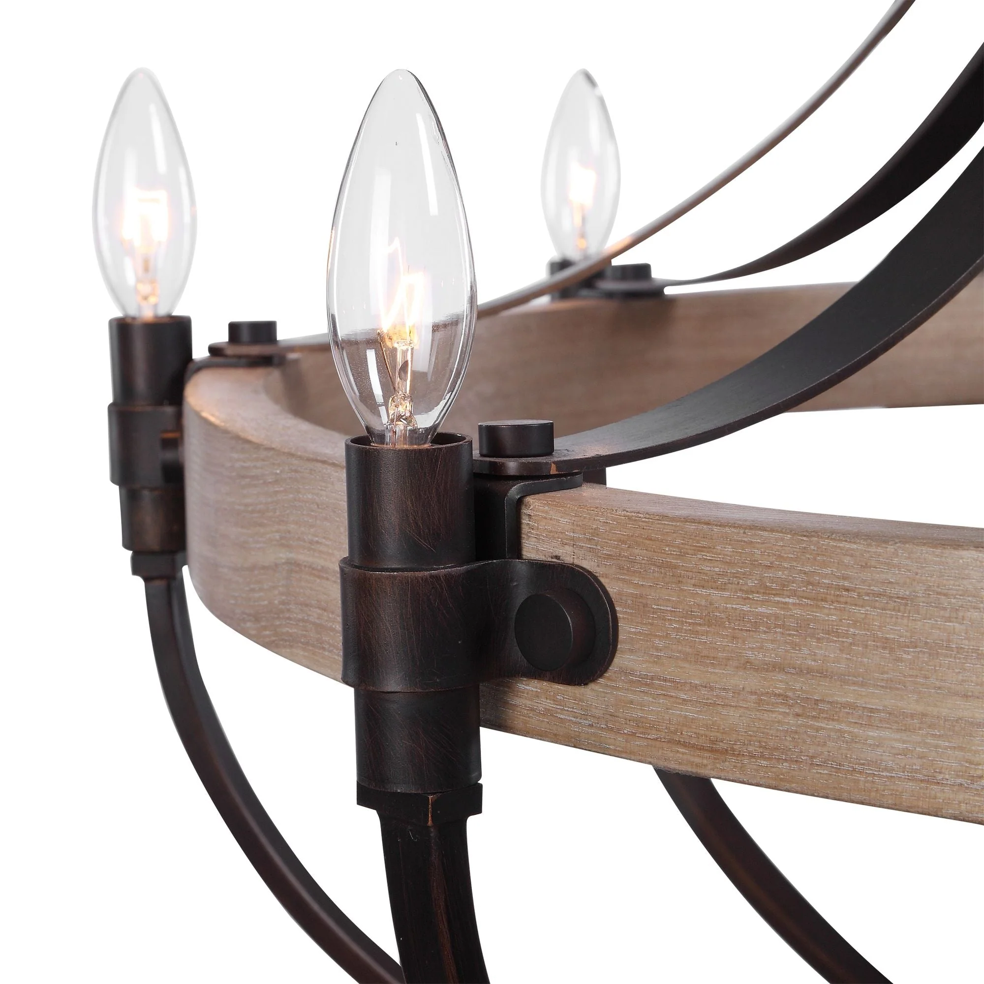 Dubois 32 1/2" Wide Bronze and Natural Oak 8-Light Chandelier - Image 3