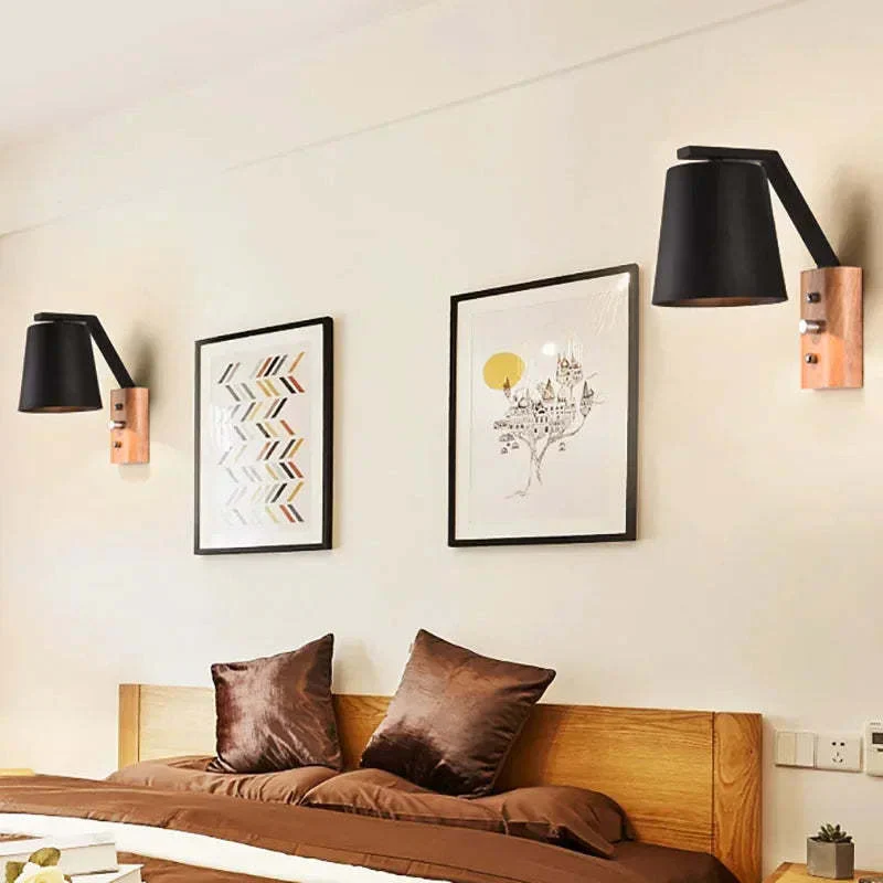 Solid Wood & Glass Wall Lamp – Bedroom Bedside or Bar Aisle Light - Image 2