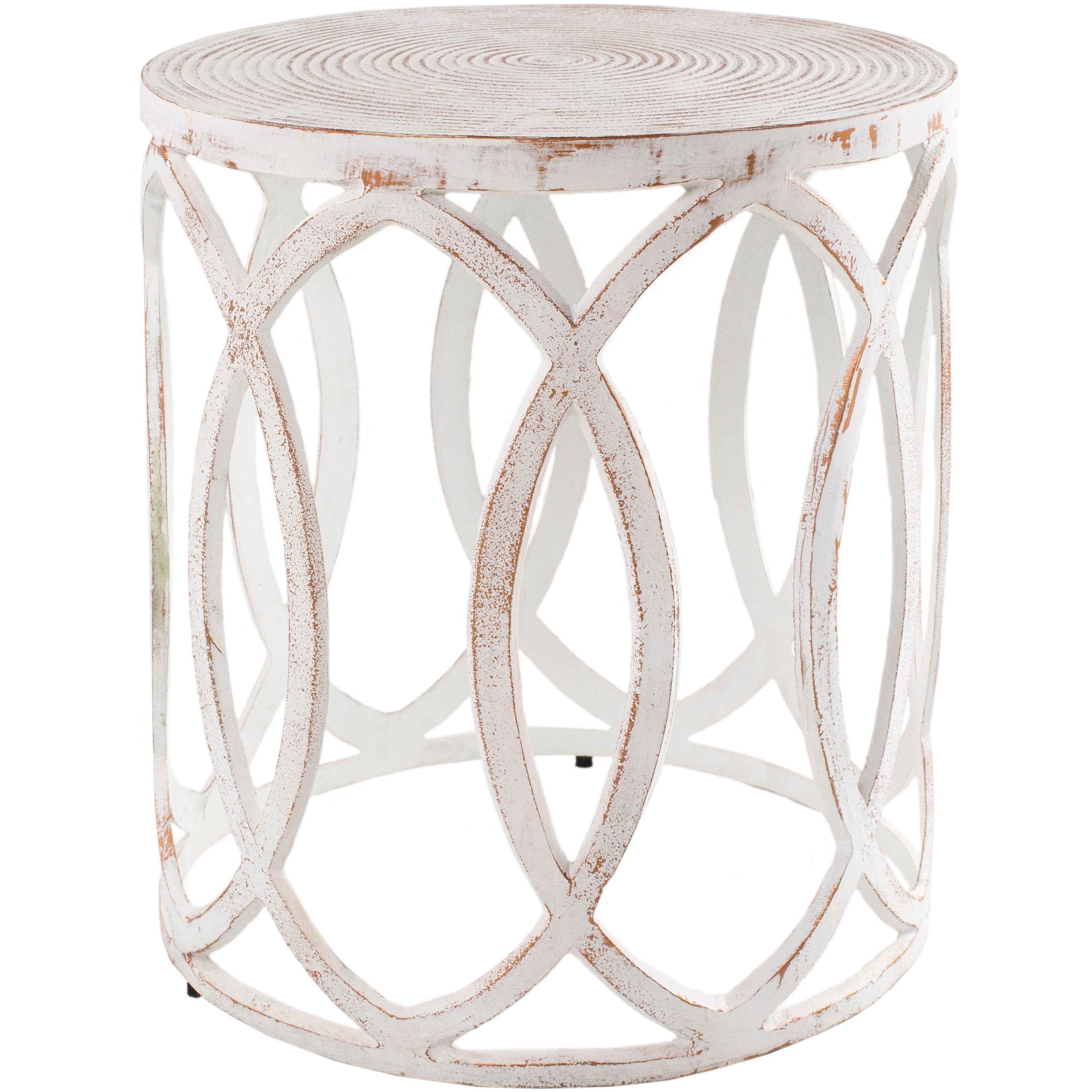 Surya Earnshaw Modern White Top With White Metal Base Round Accent Side Table EAW-003 - Image 2