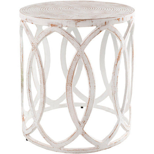 Surya Earnshaw Modern White Top With White Metal Base Round Accent Side Table EAW-003 - Image 3