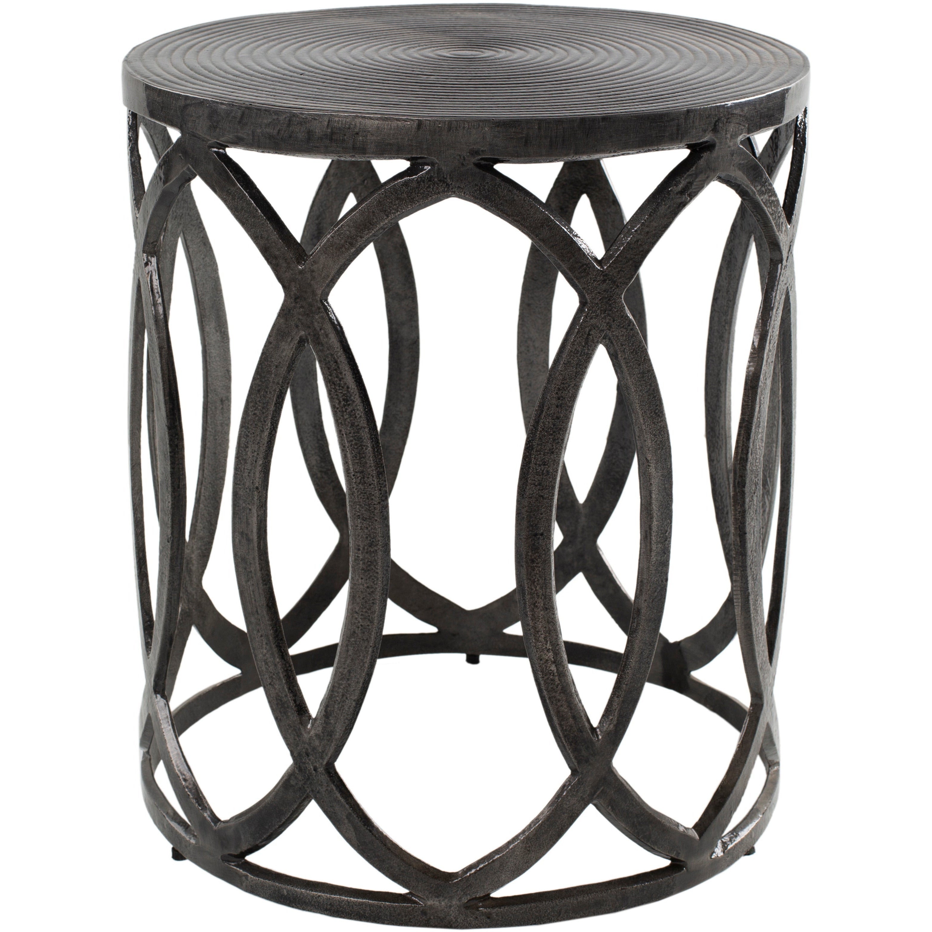 Surya Earnshaw Modern Charcoal Gray Metal Round Accent Side Table EAW-004 - Image 3