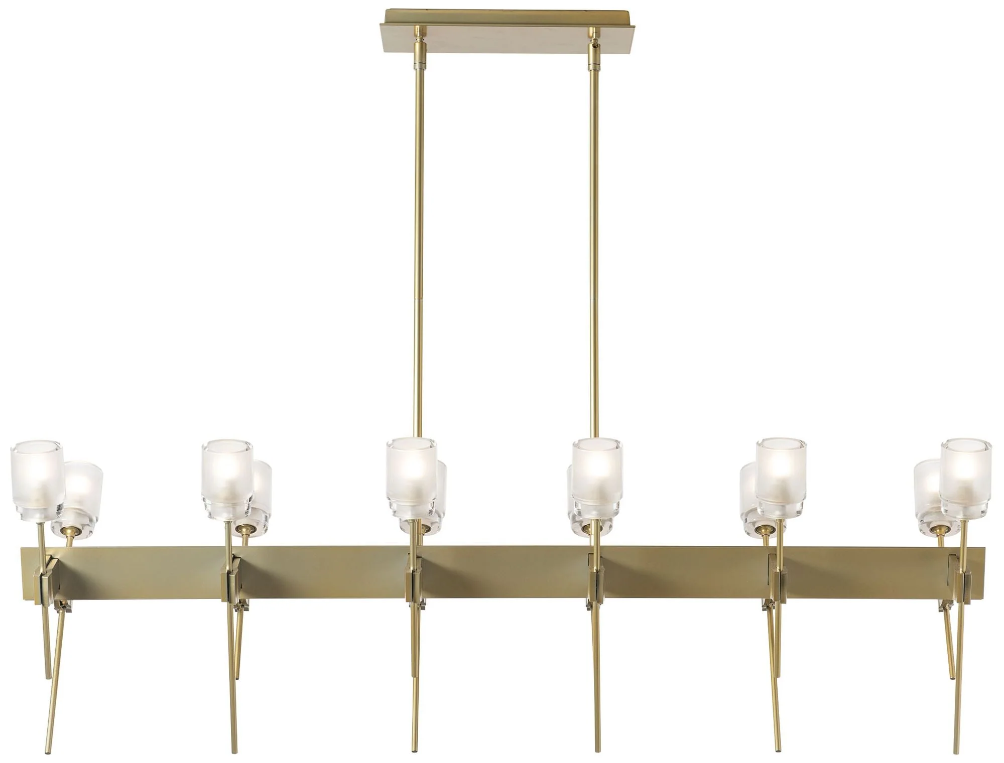 Echo 13.8" Wide 12-Light Modern Brass Linear Pendant - Image 1