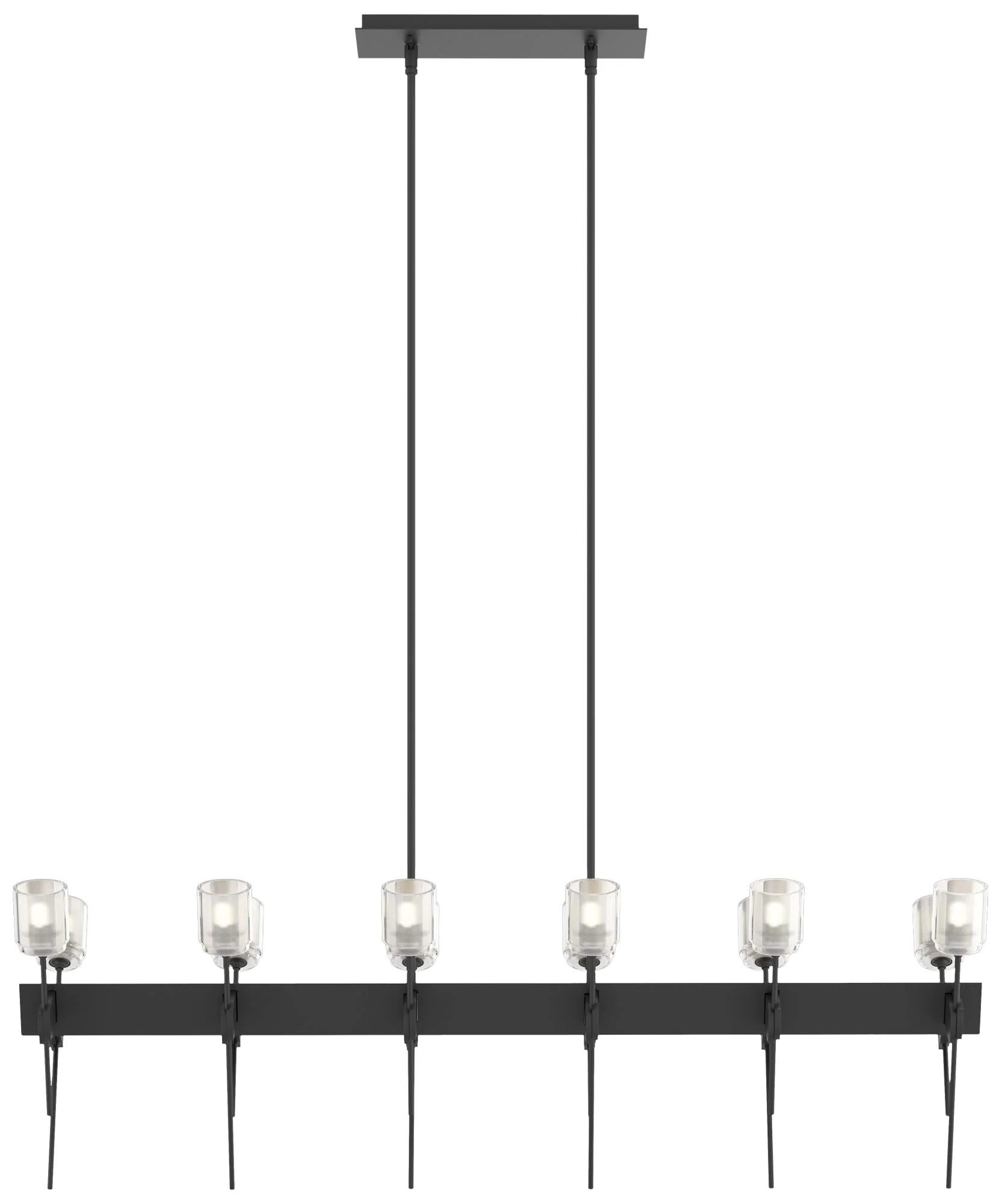 Echo 48" Wide 12-Light Black Linear Pendant With Cast Glass Shade - Image 1