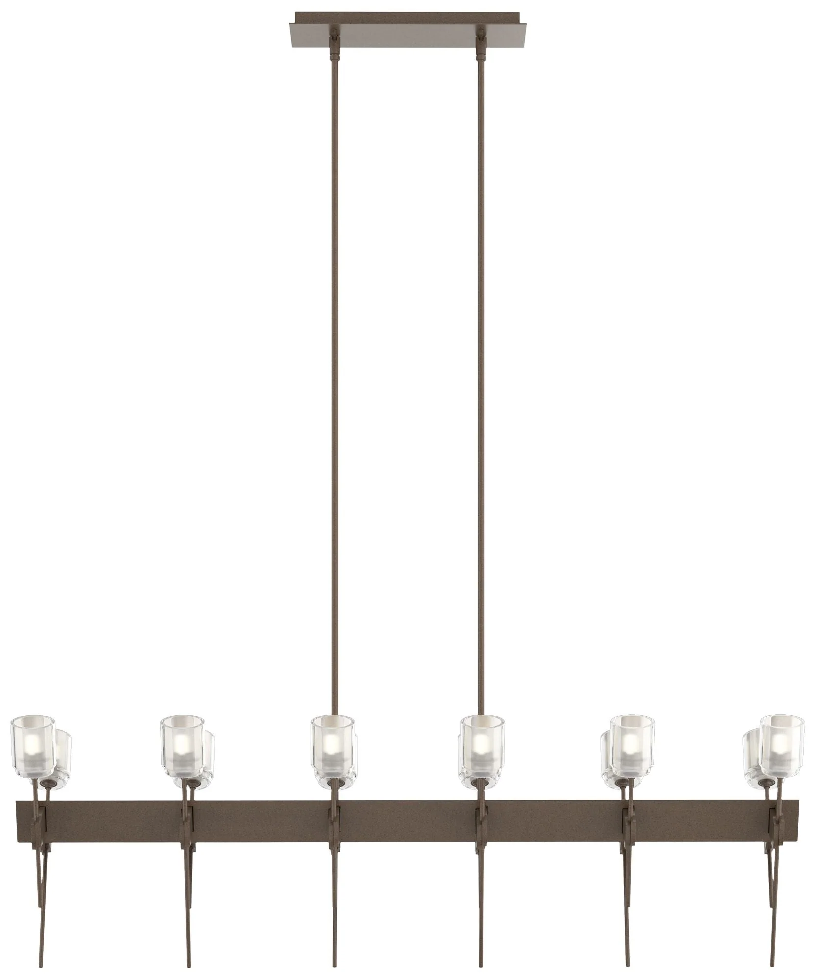 Echo 48" Wide 12-Light Bronze Linear Pendant With Cast Glass Shade - Image 1
