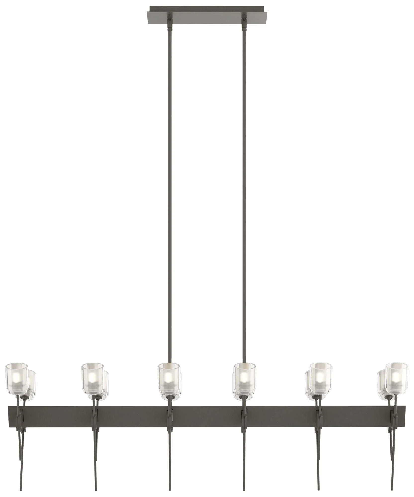 Echo 48" Wide 12-Light Dark Smoke Linear Pendant With Cast Glass Shade - Image 1
