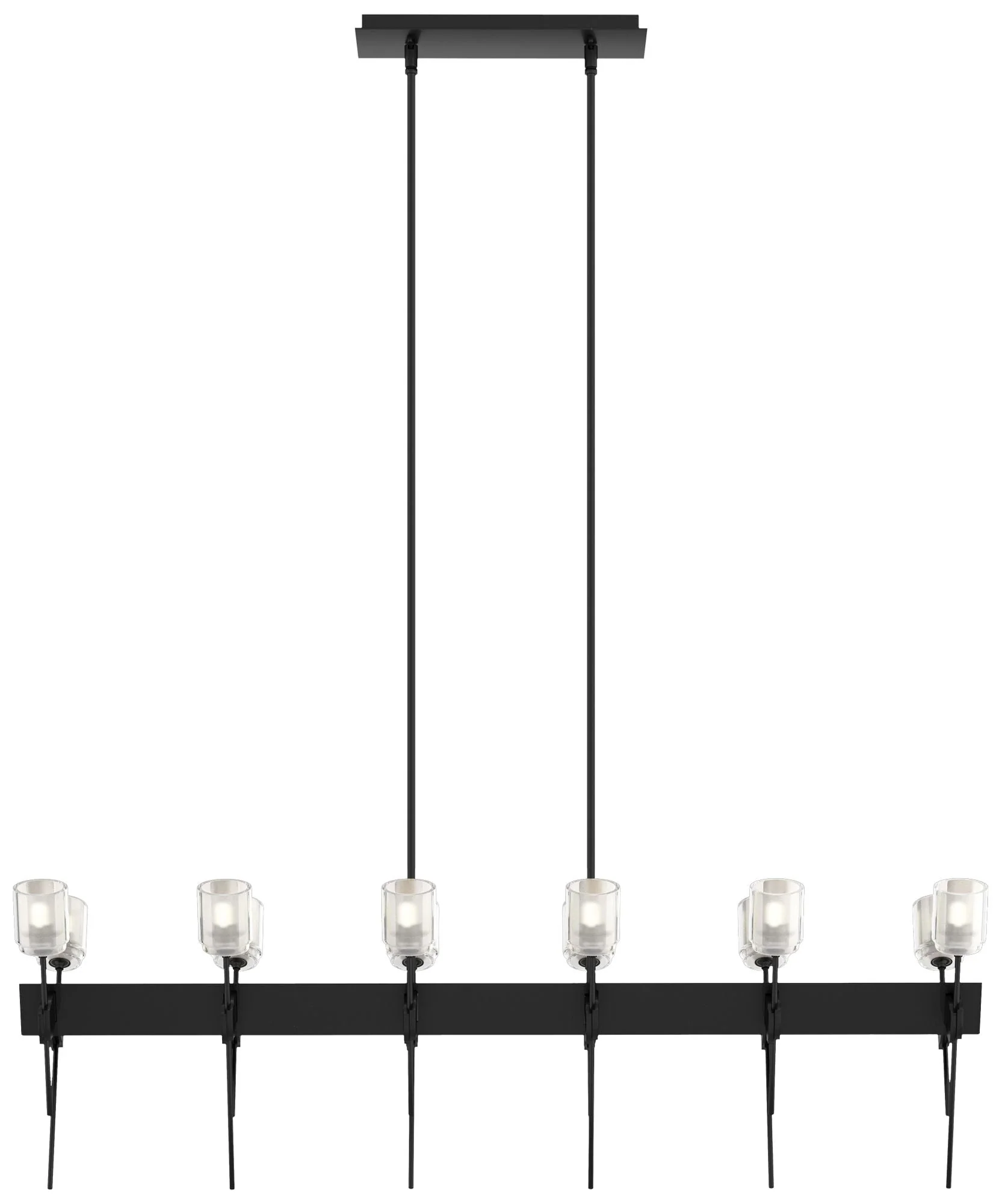 Echo 48" Wide 12-Light Ink Linear Pendant With Cast Glass Shade - Image 1