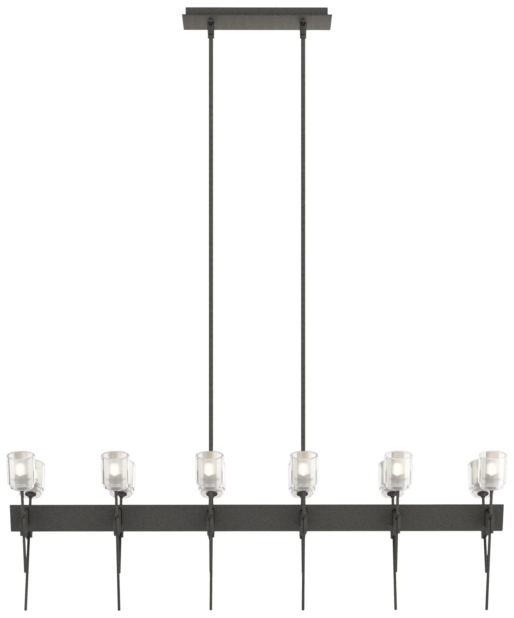 Echo 48" Wide 12-Light Natural Iron Linear Pendant With Cast Glass Sha - Image 1